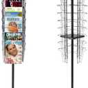 36 Pockets-360 Rotating Magazine Rack, Floor Standing Pamphlet Literature Organizer, Comic Book Brochure Display Stand, for Retail Store, Office, Trade Show Exhibition