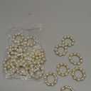 30 Pcs White Pearl Beaded Napkin Rings 1.9 Inch Stretched Rhinestone Napkin Holders, White and Gold