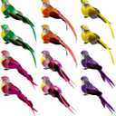 LWINGFLYER 12pcs Assorted Artificial Birds Ornaments 6-inch Simulated Foam Feathered Birds for Home Garden Wedding Party Decoration Wreaths Crafts Christmas Tree Decor Claw