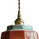 Small Pendant Light Green Glass Blue and White Porcelain Pendant Light Fixture Red Ceramic Hanging Lamp Nordic Modern Chandelier for Dining Room Bedroom Kitchen Island Farmhouse Cafe