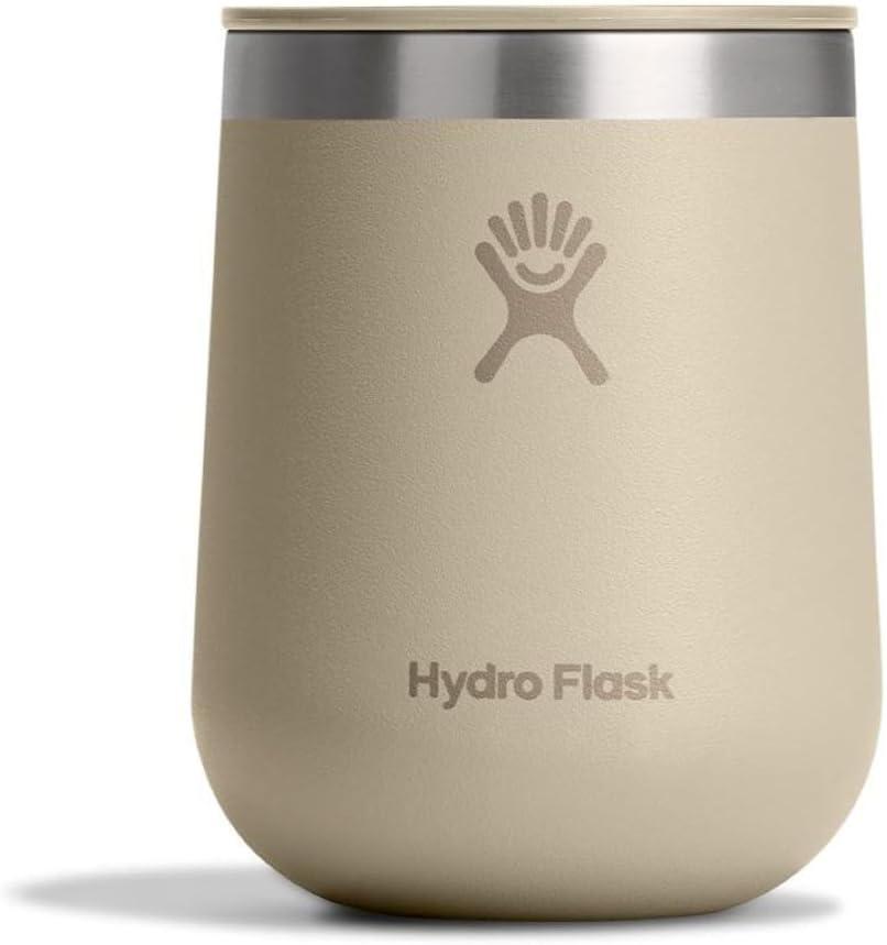 Hydro Flask 10 Oz Wine Glass - Ceramic Stemless Wine Tumbler - Unbreakable with Lid in Oat Tan