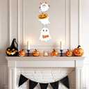 2 x Halloween Door Decorations Halloween Wreath Cute Ghost Decor Boo Sign Wooden Front Door Hanger Ghost Hanging Sign Wreath for Wall Indoor Home Decor