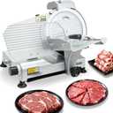 VEVOR Commercial Meat Slicer, 320W Electric Deli Slicer Machine with 10 inch SUS420 Blade, 0-0.4 inch Adjustable Thickness, for Frozen Meat, Ham, Baguett, Steak