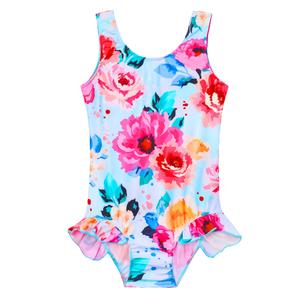 Girls One Piece Swimsuits Size 9-10 Years Old Colorful Floral One Piece Durable Bathing Suits
