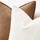 MIULEE Pack of 2 Decorative Textured Boucle Throw Pillow Covers 18x18 Inch Christmas White Broadside Thick Boho Pillows for Farmhouse Accents Sofa Couch Bedroom Living Room Home Decor
