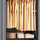 ULIFHOME H5C Clothes Rack with Cover, Portable Closet for Hanging Clothes, Covered Clothing Racks Heavy Duty, Garment Racks with Shelves, Max Load 360LBS, Black Closet Rack with Gray Cover