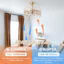 20 Inch Gold Caged Ceiling Fan with Light, Flower Chandelier Ceiling Fan with Lights Remote Control, Modern Crystal Fandelier 6 Speeds for Girl's Bedroom, Living Room