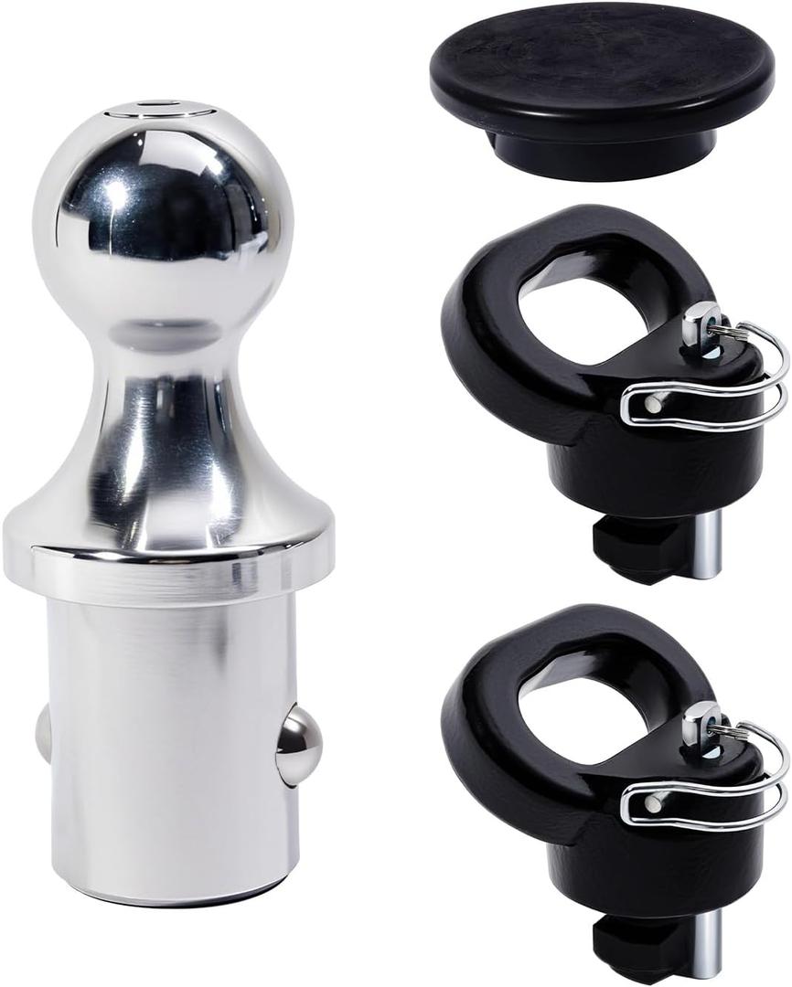 60638 Puck System Hitch Ball Kit Fit for Dodge RAM 2500 3500 2013-2024, 2-5/16 Inch Gooseneck Ball with 2 Safety Chain Anchors 38000 lbs GTW/ 9500 lbs VTW