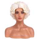 BERON Short Blonde Curly Wig Natural Platinum Blonde Wavy Wigs for Cosplay Costume Party Come with Wig Cap