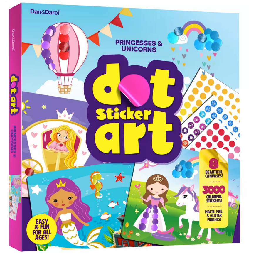 Dan&Darci Dot Stickers Art for Kids - Sticker Books for Toddlers 2-4 Years - Arts and Crafts for Kid Ages 2-4 3-5 4-6 - 4 Year Old Girl Birthday Gifts - Toddler Craft Travel Activities Gift for Girls