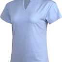 Women Golf Tennis Shirts,Athletic Women T-Shirts V-Neck Tops Short Sleeve Collarless Shirts (Blue, M)