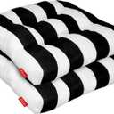 Pcinfuns Outdoor Wicker Cushion, Set 19 x 19 x 5 Inch Seat Patio Cushions Round Corner Chair Pads Premium Comfortable Thick Fiber Fill Tufted Cushion,2 Pack, Black White