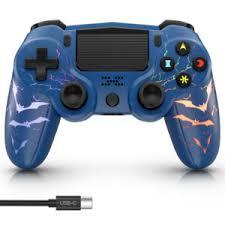 ISHAKO Controller for PS4, Wireless Game Controller for PlayStation 4/Pro/Slim/PC Windows, with 1000mAh Battery, 4-modes RGB LightingDouble Vibration, 6-Axis Motion Control Blue