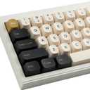 Double Shot PBT Keycaps,171 Keys YMK Profile Keycaps Classic Black & White Gold Custom Dye-Sub Retro Keycap Set for Cherry MX Switches ISO/ANSI UK Layout Mechanical Gaming Keyboard(Black White Gold)