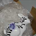 Simgoing 2 Pack Easter Bunny Figurines Chinoiserie Blue White Floral Rabbit Tabletop Decorations Resin Toile De Jouy Rabbit Bunny Statues Happy Easter Vintage Table Decor for Spring Home Centerpieces
