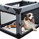 Pettycare 36 Inch Collapsible Crate for Large Dogs, 4-Door Foldable Soft Kennel with Chew Proof Mesh Windows for Indoor & Outdoor Travel (Grey)