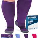 Doctor's Select 3 Pairs Plus Size Compression Socks Wide Calf - | 20-30 mmHg Compression Socks for Women Wide Calf | Pink, Purple, Blue (3XL)