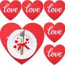 Remerry Leather Heart Placemats Set of 6 Red Heart Shaped Place Mats Waterproof Washable Table Kitchen Mats for Kitchen Dining Decor(Love,Red,14 x 13'')