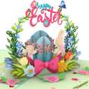 HEARTAGS- Happy Easter Pop Up Card, 6x8 in Pop Up Easter Card For Kids, Adults, Family with Envelope, Funny Rabbit Popup
