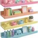 4 Set Pastel Floating Shelves 16 Inch Wood Wall Mounted Shelves Decor with Lips Candyland Macaroon Hanging Display Ledge Shelf for Classroom Bedroom Dormitory Banquet Party Decor