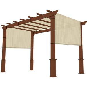 12' x 12' S Universal Pergola Shade Cover Replacement Canopy with Grommets Weighted Rods Permeable for Outdoor Patio Porch Backyard Gazebo Beige