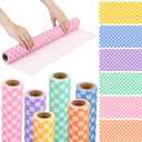 Amazingspark 6 Pcs Pastel Gingham Bulletin Board Paper Roll 19.7'' x 52.5''