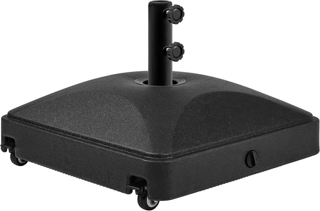 Yaheetech Fillable Mobile Umbrella Base, Heavy Duty Patio Umbrella Pole Holder for Outdoor 4 Wheels, 2 Locks 2 Knobs 123lb Capacity for Deck, Poolside, Garden, Black