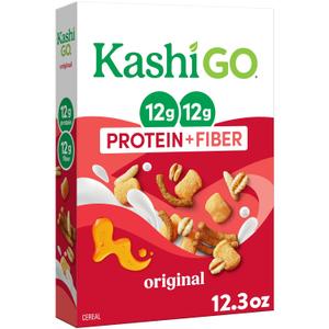 Kashi GO Protein Cereal, 12g Protein, 12g Fiber, Original, 12.3oz Box (1 Box) (EXP 12/05/26)
