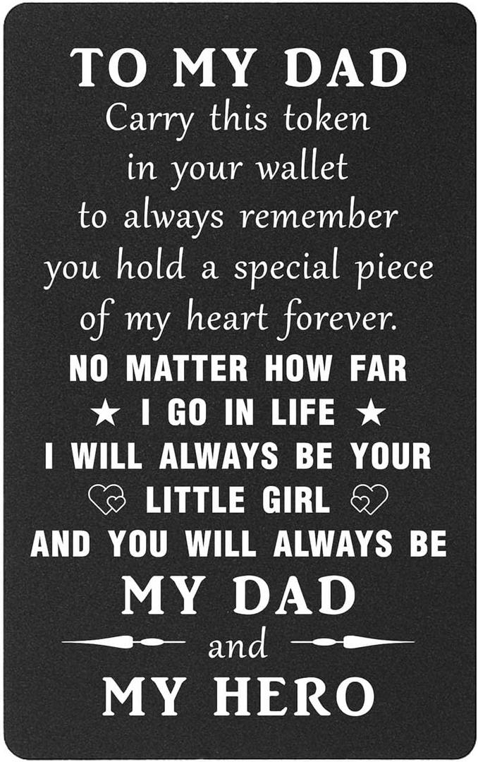 TANWIH Dad Gifts from Daughter, Dads Birthday Gifts Ideas - Dads Birthday Card from Daughter, Stocking Stuffers for Dad Christmas Gift, I Love You Daddy Valentines, Fathers Day, Engraved Wallet Card