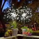 Anordsem Solar Garden Lights Outdoor: Bendable Copper Wire with 120 LED Firework Beads - White Waterproof DIY Fairy Decorations for Yard Patio Path - Gifts for Women Mom Homeowners