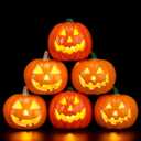 Rossesay 6 Pack Halloween LED Pumpkin Jack-O Lanterns, Classic Style