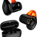 Jiunai Wireless Earbuds for iPhone 17 16 True Bluetooth 5.3 Headphones Bone Conduction Headphones Flash Light Bud Sweatproof Clip On Earphones for Samsung S25 Pixel Run Travel Gym Black Orange