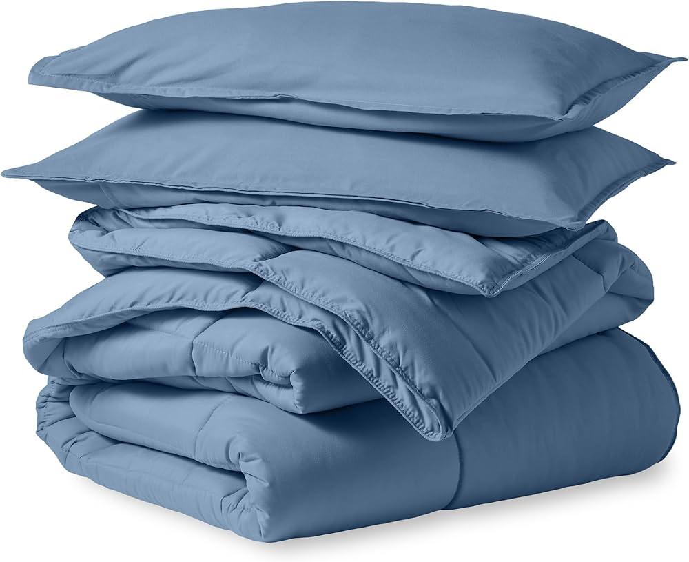Bedding Duvet Cover Queen Size - 3 Piece with Zipper Closure - 1 Comforter Cover 90X90 Inches & 2 Pillow Shams 20X26 Inches (Denim Blue) Comforter Not Included