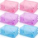 6 Pcs Fleece Sleepover Blanket for Girl Galentines Party Soft Fuzzy Throw Blanket Bulk Warm Flannel Mattress for Pajamas Teepee Spa Movie Night(Fresh Color,40 x 60 Inch)