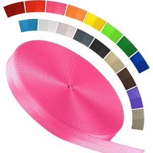 Polyester Webbing Strap 16+Colors  1"&1.5"&1.9"  16.5 25 33 55 Yards Heavy Duty Webbing Roll, Flat Webbing Strap for Indoor&Outdoor Gear, Climbing, DIY Crafting, Repairing (Pink)