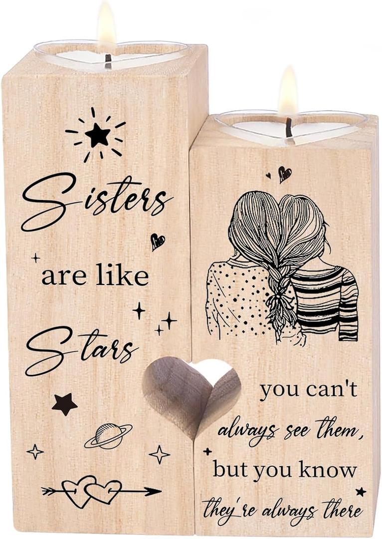 Sisters Gifts from Sister, Sister Gifts for Women, Unique Candle Holders, Christmas Mothers Day Birthday Gifts for Best Sisters