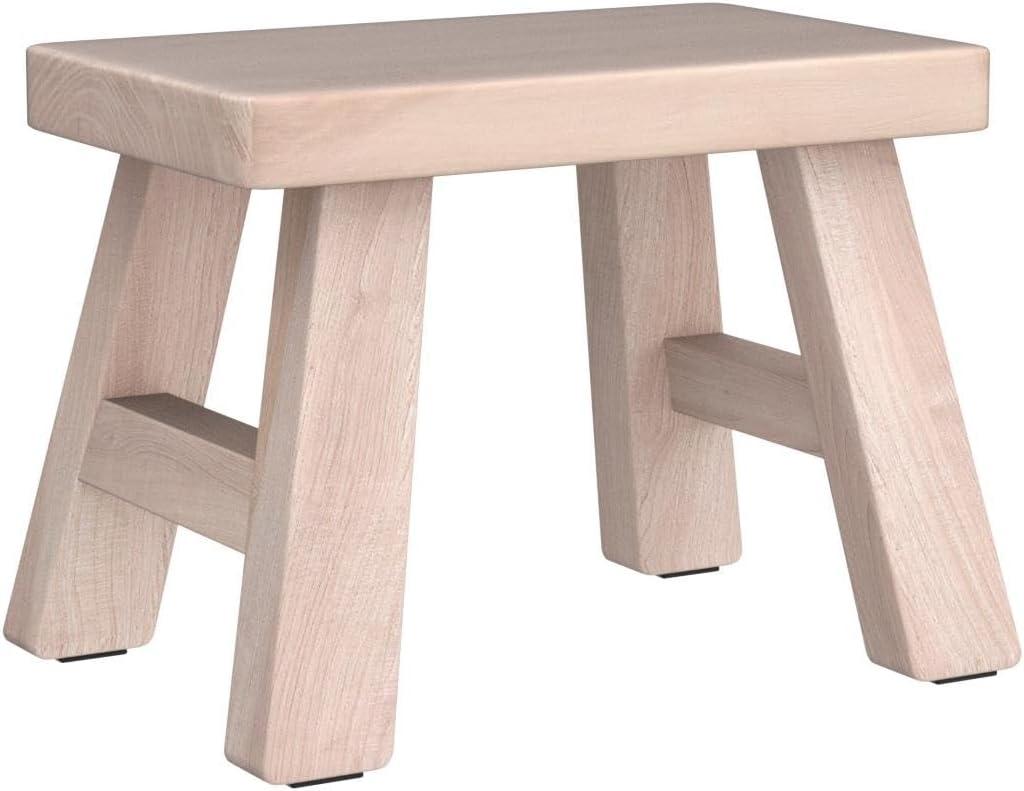 Unfinished Step Stool Footstool Wooden 11 inch for Kids Adults Plant Stand Plant Stand Fishing Stool Wood Small (Wood)