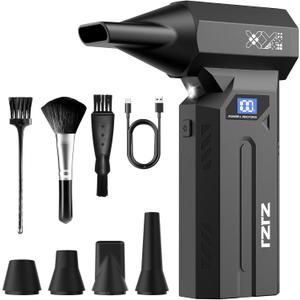Compressed Air Duster, 150000RPM Powerful Electric Air Duster, 4-Gears Adjustable Cordless Air Blower with LED Light, Rechargeable Dust Blower for Computer, Keyboard, Outdoor, Home and Car
