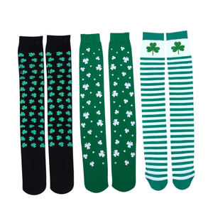 SOIMISS 3pairs Shamrock Print Tube Stockings for Women Patrick's Day Comfortable and Easy to Clean Thigh High Socks Unique for Festive Celebrations