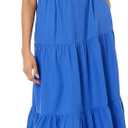 The Drop Women's Anaya Square Neck Cut-Out Tiered Maxi Dress (Dazzling Blue) Small