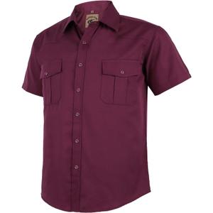 COEVALS CLUB Men's Western Plaid Pearl Snap Buttons Two Pocket Casual Short Sleeve Shirts (M)