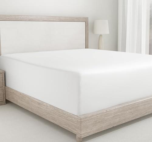 California Design Den Antique White Fitted Sheet Full Size, Deep Pocket Soft 400 Thread Count 100% Cotton Sateen, No Pop-Off Elastic, Durable Better Than Egyptian Quality, Fitted Sheet Only (Full)