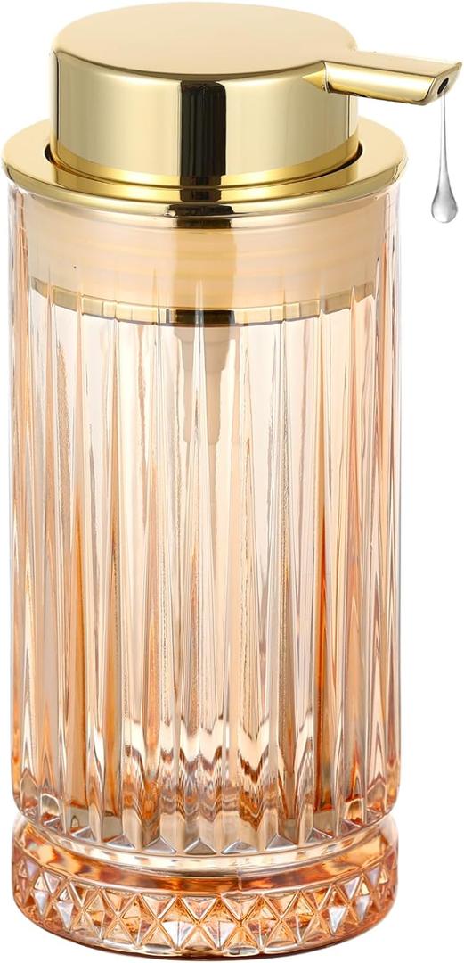 Glass Liquid Soap Dispenser, Refillable Liquid Dispenser with Gold Pump, Hand Soap Dispenser for Bathroom Kitchen, Home Decor Liquid Type/Gold