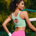 RUNNING GIRL Sports Bras for Women High Support,Seamless Ribbed Longline High Neck Sports Bra Racerback Padded Crop Top Yoga (Green, S)
