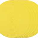 Round Braided Placemats Set of 6 Woven Place Mats 15 inch for Dining Table Kitchen Washable Non-Slip Table Mats (Lemon Yellow, 6Pack)
