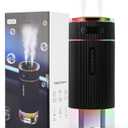 Portable Small Humidifiers for Travel, Mini Air Ultrasonic Humidifier with Filter Element - Cool Mist, Whisper Quiet, Nightlight, 350ML Tank, Car Modes, Perfect for Baby, Bedroom, Hotel, Desk, Plants (Black)