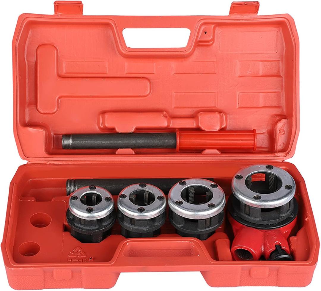 GOTOTOP Pipe Threader Ratchet Kit, 3 Die Ratcheting Pipe Threading Tool Set 1/2"", 3/4"", 1"", Portable Cast Iron Pipe Threading Set, for Professional Cutting & Pipe Threaders, GOTOTOPkcv705ax8y