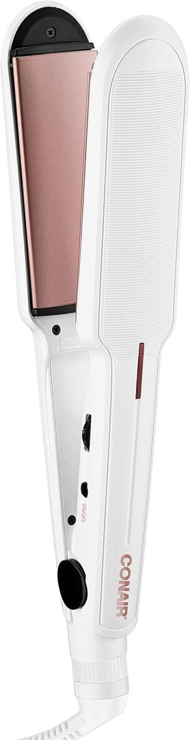 Conair Double Ceramic Flat Iron, 1 1/2-inch , White