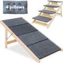 Folding Dog Ramp for Bed and Car - Transforms into Step Dog Stairs for Small, Medium, Large Breeds - Wooden Pet Stairs for Dogs to Get on Bed - Folding Pet Steps for Indoor & Outdoor Use
