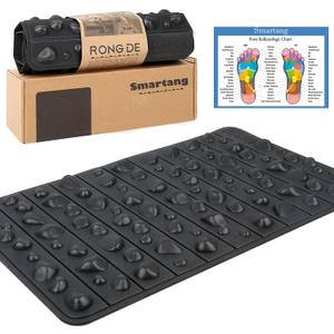 Smartrang High Elasticity Acupressure Mat, Foldable Particle Foot Massager, Pressure Point Pad for Relieve Foot Pain, Fasciitis (19.7in*12.2in, Black)